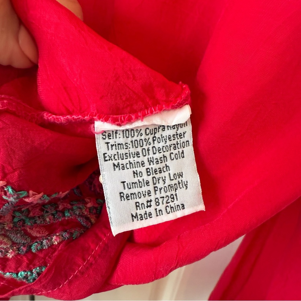 Johnny Was Red Floral Embroidered Top - Picture 4 of 5